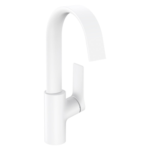 картинка HANSGROHE VIVENIS Смеситель для раковины на 1 отверстие, однорычажный, с поворотным изливом, с донным клапаном, цвет белый матовый от магазина Сантехстрой