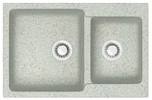 картинка Кухонная мойка AZARIO Grand 765х500х190 двойная, искусственный мрамор, цвет Светло серый (CS00079906) от магазина Сантехстрой