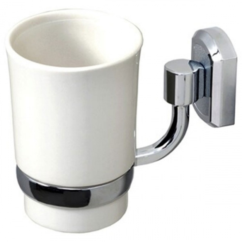 картинка Стакан для зубных щеток WasserKRAFT K-28128 Хром Белый от магазина Сантехстрой