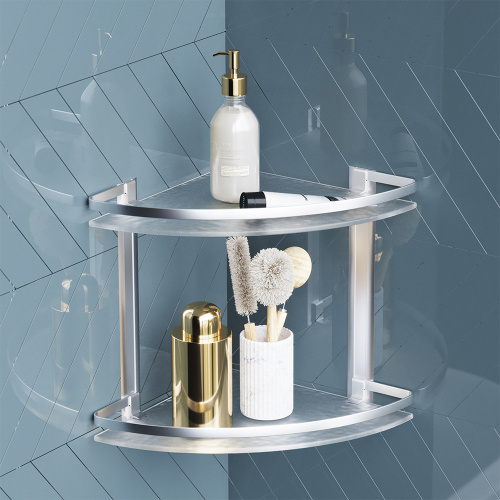 картинка A7456200 Sense L Полка двухуровневая угловая стеклянная, алюминий от магазина Сантехстрой