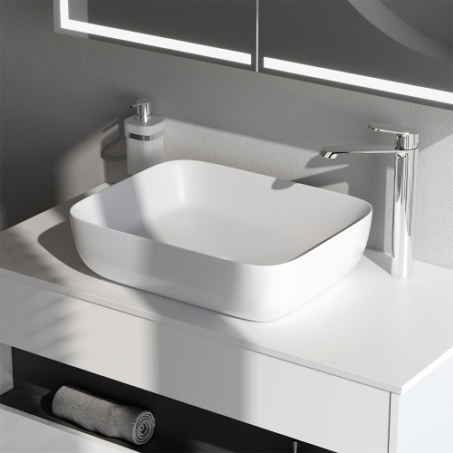 картинка M8FWCC10510WG Func Раковина накладная, прямоугольник, 51 см, цвет белый глянец от магазина Сантехстрой