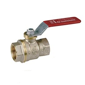 картинка Кран шаровой, R910, DADO, 1", ВВ, ручка-рычаг красный, никелированный от магазина Сантехстрой