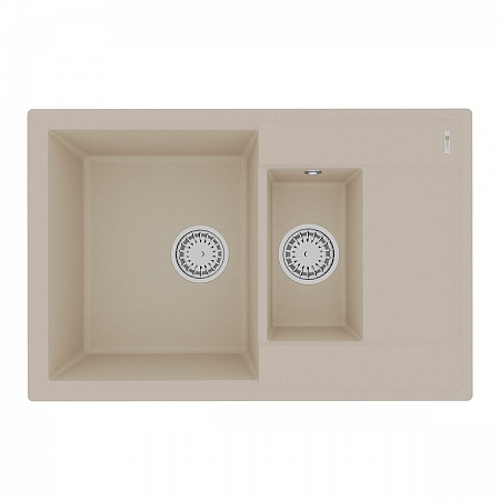 картинка Кухонная мойка Lemark RAMZA 760 врезная прямоугольная с доп.чашей и крылом из кварцгранита цвет: Бежевый (9910038) от магазина Сантехстрой