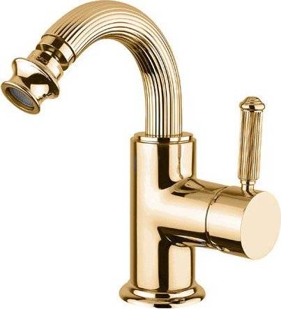 картинка смеситель cezares olimp-bsm2-03/24-l на биде, c донным клапаном, золото 24 карат, ручка металл