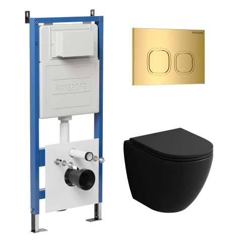 картинка Комплект 3 в 1: Grossman инсталляция 900.K31.01.000+клавиша 700.K31.02.300.300 золото глянцевый+унитаз GR-4455BMSQ, 3 места от магазина Сантехстрой