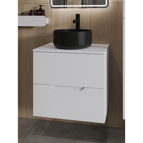 картинка Тумба с раковиной подвесная Orange Line Li-60TuwMDF+B07-345B 60 см, белый/черный от магазина Сантехстрой