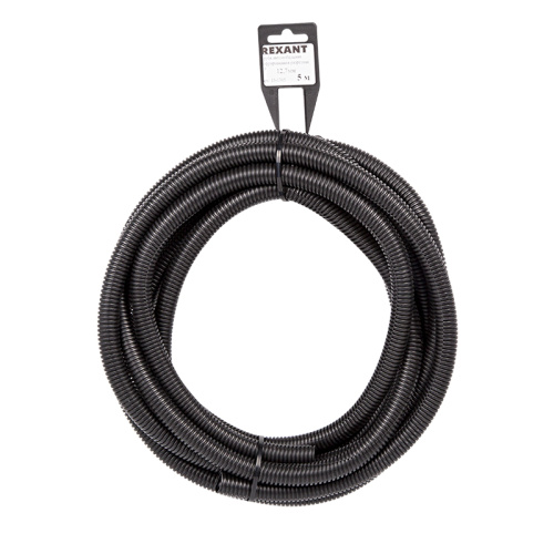 картинка Труба автомобильная гофрированная ПП,  Ø12,7мм,  разрезная (бухта 5 м/уп) REXANT от магазина Сантехстрой