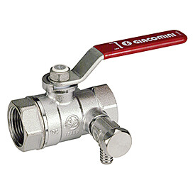 картинка Кран шаровой, R250DS, 1/2", ВВ, ручка-рычаг красный, хромированный, со сливом от магазина Сантехстрой