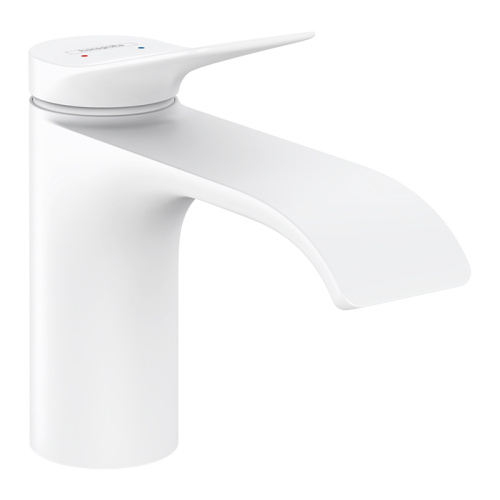 картинка HANSGROHE VIVENIS Смеситель для раковины на 1 отверстие, однорычажный, высота излива 80 мм., с донным клапаном, цвет белый матовый от магазина Сантехстрой
