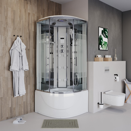 картинка Душевая кабина Niagara Ultra NG-708-01 (90х90х220) высокий поддон(48см),стекло прозрачное с рисунком,4 места от магазина Сантехстрой