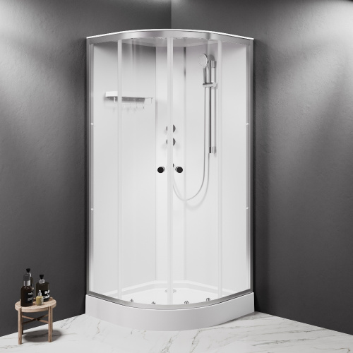 картинка W94C-401-090MT X-Joy кабина душевая  90x90, 1/4 круга,  профиль мат.хром, стекло прозрачное от магазина Сантехстрой