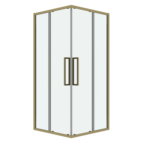 картинка Душевое ограждение Grossman Cosmo 300.K33.02.1010.32.00 (100х100х195) квадрат,раздвижная,золото сатин,стекло прозрачное, 1 место от магазина Сантехстрой
