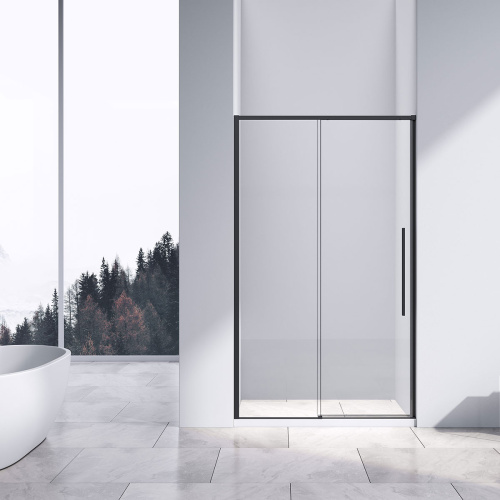 картинка Душевая дверь Slim-N VDS-4SN110CLB, 1100, черный, стекло прозрачное от магазина Сантехстрой