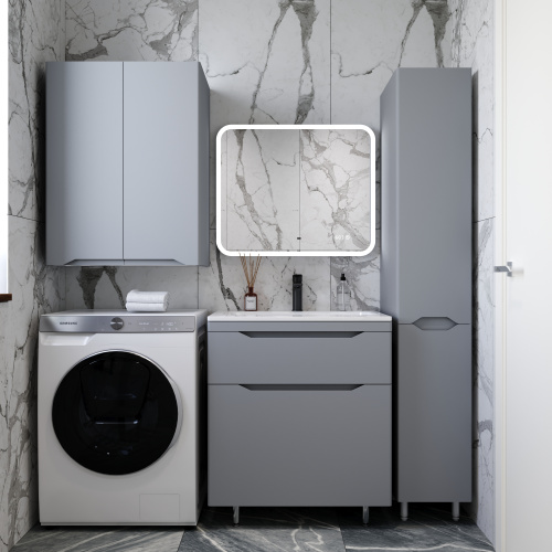 картинка Тумба под раковину "Марелла 70" (2 ящ.) Люкс антискрейтч серый, PLUS от магазина Сантехстрой