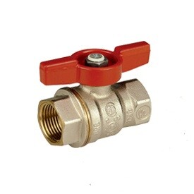 картинка Кран шаровой, R911, DADO, 1", ВВ, ручка-бабочка красная, никелированный от магазина Сантехстрой