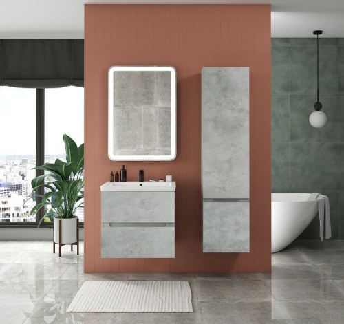 картинка TECHNO Шкаф подвесной, фасады асимметричные, Бетон лофт натуральный 400x300x1600, AM-Techno-1600-AC-SO-LS935-R от магазина Сантехстрой