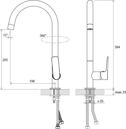 картинка смеситель для кухни ravak classic cl 016.00, однорычажный, хром (x070085)