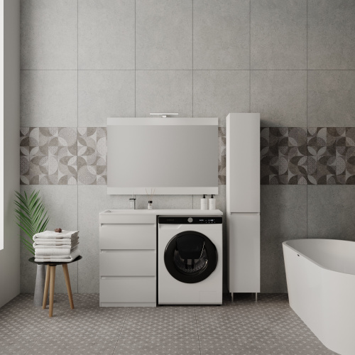 картинка Тумба под раковину напольная "Даллас 110" (3 ящ.) Люкс белая, PLUS от магазина Сантехстрой