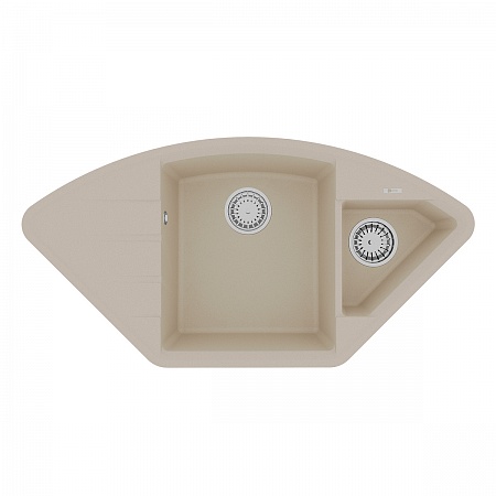 картинка Кухонная мойка Lemark IRKANA 980 врезная угловая с доп. чашей и крылом из кварцгранита цвет: Бежевый (9910044) от магазина Сантехстрой