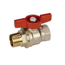 картинка Кран шаровой, R914, DADO, 3/4", ВН, ручка-бабочка красная, никелированный от магазина Сантехстрой