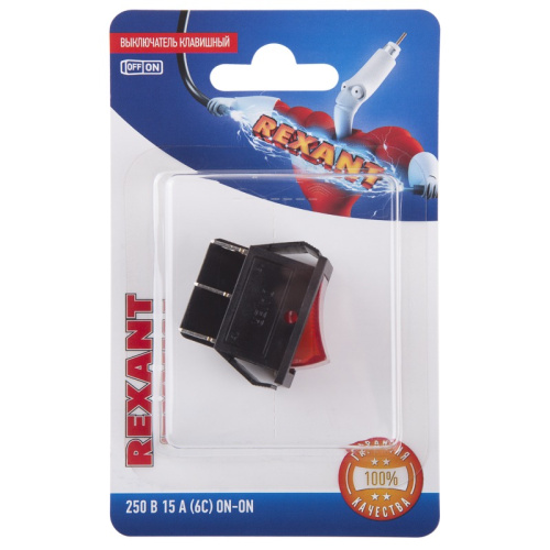 картинка Выключатель клавишный 250V 15А (6с) ON-ON красный с подсветкой (RWB-506, SC-767) REXANT (в упак.  1шт. ) от магазина Сантехстрой