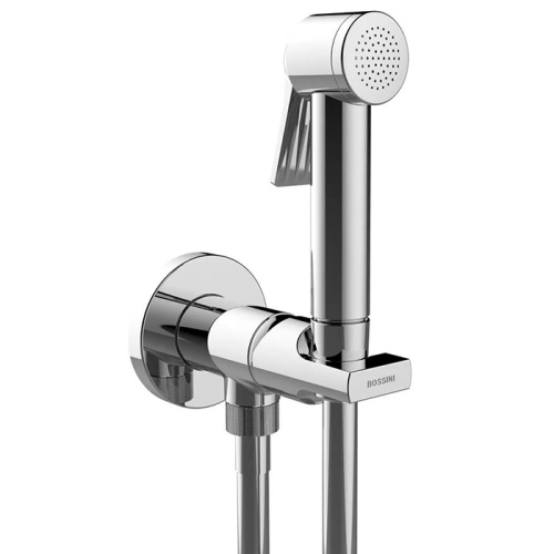 картинка Bossini Paloma Apice Гигиенич комплект c монокомандным смесителем: лейка, держатель,  шланг армированный нейлон 125 см, цвет: хром от магазина Сантехстрой