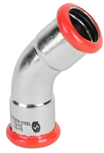 картинка Колено, MVI, 45°, пресс соединение, 22, оцинкованная сталь от магазина Сантехстрой