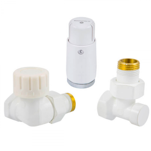 картинка Комплект Schlosser DN15 GZ1/2 x GW1/2 осевой правый с головкой Мини M30x1,5, Белый от магазина Сантехстрой