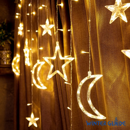 картинка Электрическая гирлянда-занавес Winter Glade 123 лампы Тёплый белый от магазина Сантехстрой