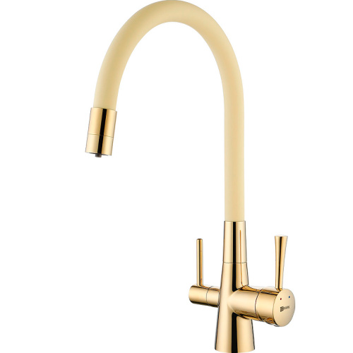 картинка смеситель для кухни lemark comfort lm3075g-beige золото бежевый