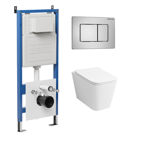 картинка Комплект 3 в 1: Grossman инсталляция 900.K31.01.000+клавиша 700.K31.04.12M.12M хром сатиновый+унитаз GR-4479SQ, 3 места от магазина Сантехстрой