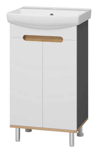 картинка Тумба под раковину Сканди - 50 напольная 2 дв бел./графит от магазина Сантехстрой