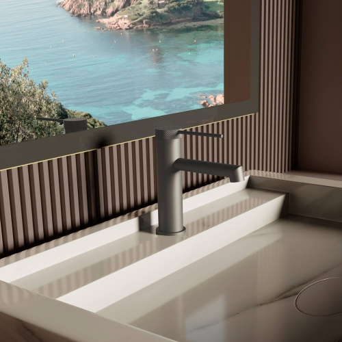 фотография смеситель для раковины rim vbf-2rm1gm, вороненая сталь