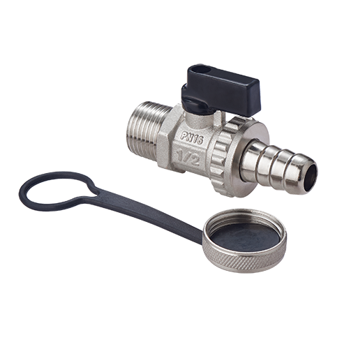 картинка Кран шаровой, Premium, 1/2", Н-штуцер, PN 16, ручка-флажок, дренажный от магазина Сантехстрой