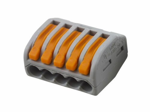 картинка 222-415 Универсальная клемма,  5-проводная,  серая (0,08-2,5/4 мм²) (40 шт/уп) WAGO от магазина Сантехстрой