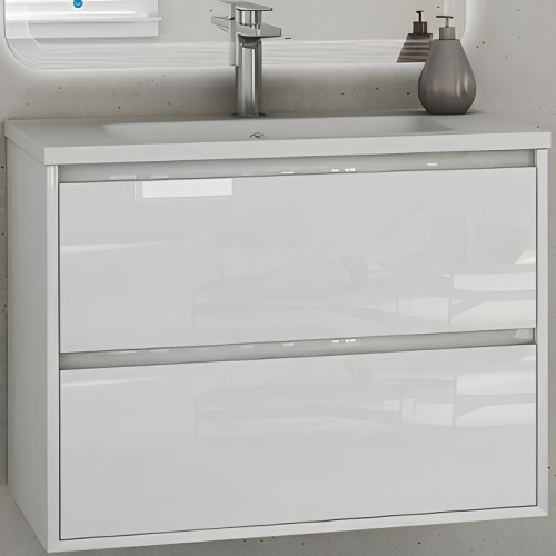 картинка Тумба под раковину Cezares Glass 100 41803 подвесная Bianco Lucido от магазина Сантехстрой