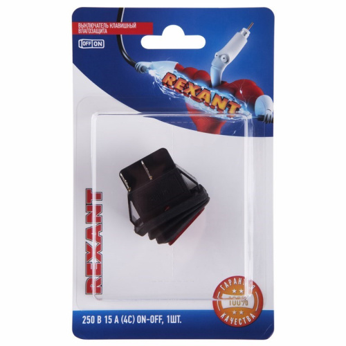 картинка Выключатель клавишный 250V 15А (4с) ON-OFF красный с подсветкой ВЛАГОЗАЩИТА (RWB-507) REXANT (в упак.  1шт. ) от магазина Сантехстрой