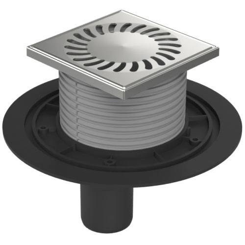 картинка Душевой трап AZARIO DN50 12,2х12,2см, пластиковый, вертикальный слив, универсальный, решетка из нержавеющей стали (AZ-384 A) от магазина Сантехстрой