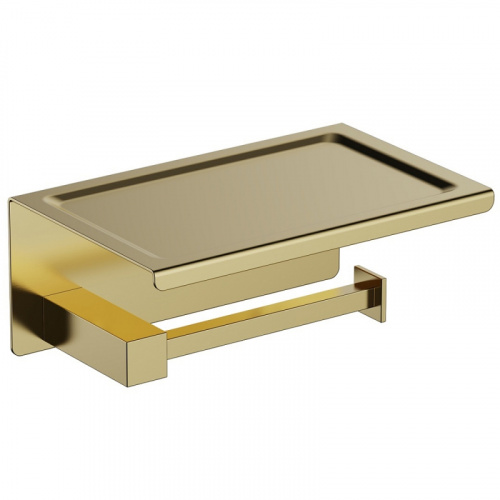 картинка Бумагодержатель с полкой для телефона Timo Selene (17044/17) золото матовое от магазина Сантехстрой