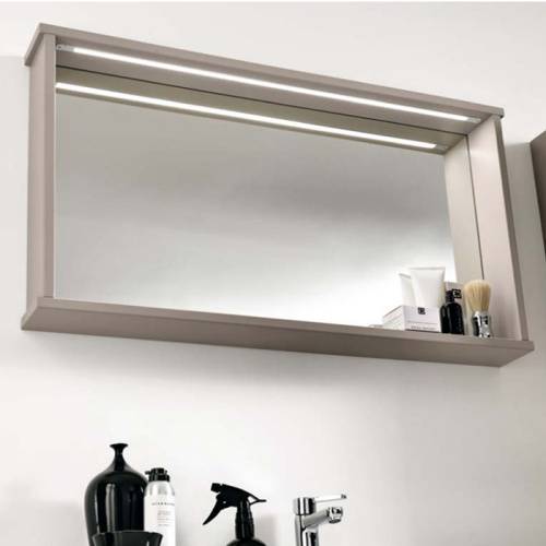 картинка Eban Mina 115, зеркало с полкой и LED-подстветкой 115*12*h54 , цвет: пергамон (цена ликвидации) от магазина Сантехстрой