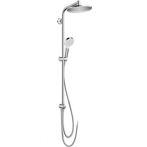 картинка HG Crometta S Душевая система Showerpipe: верх.душ 240 1jet, ручн.душ, шланг, EcoSmart, цвет: белый/хром от магазина Сантехстрой