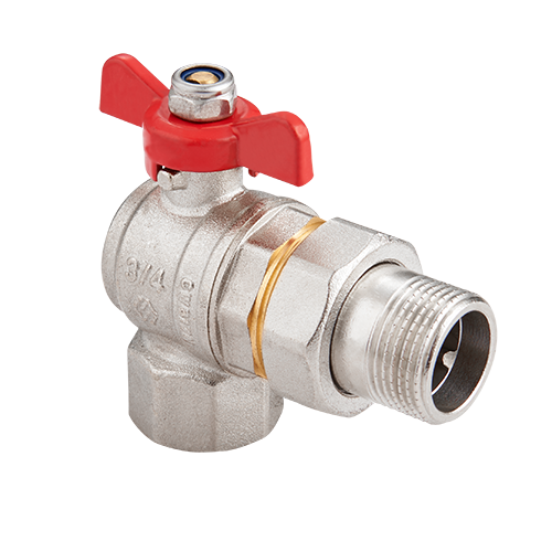 картинка Кран-американка шаровой, Premium, угловой, 1", НВ, PN 40, ручка-бабочка, с полусгоном от магазина Сантехстрой