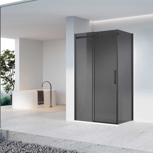 картинка Душевой уголок Como-N VSR-4CN9014CGB, 1400*900, черный, стекло тонированное от магазина Сантехстрой
