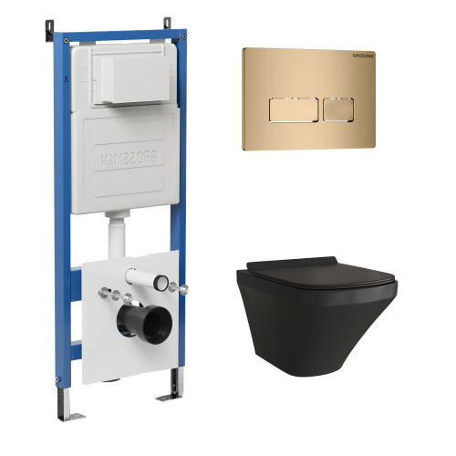 картинка Комплект 3 в 1: Grossman инсталляция 900.K31.01.000+клавиша 700.K31.03.310.310 золото матовый+унитаз GR-4440BMS, 3 места от магазина Сантехстрой