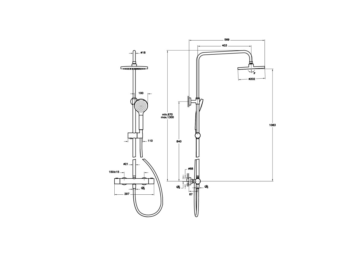 картинка Душевая система VitrA Joy A4729836EXP с термостатическим смесителем и ручным душем матовая черная от магазина Сантехстрой