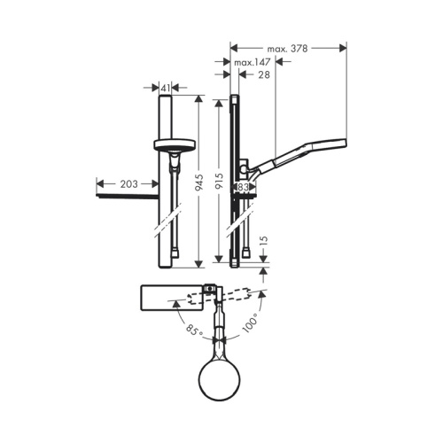 картинка Душевой набор Hansgrohe Rainfinity 130 3jet, со штангой 90 см и мыльницей, хром (27671000) от магазина Сантехстрой