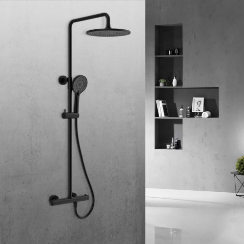 картинка Душевая стойка Esse VSFS-1E0TMB термостатическая, черный от магазина Сантехстрой