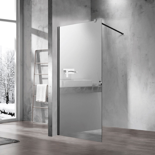 картинка Душевая перегородка Walk-In VSW-1H100MRB, 1000*2000, черный, стекло зеркальное от магазина Сантехстрой