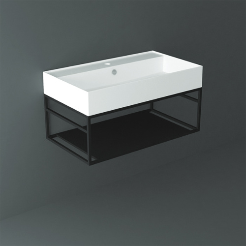 картинка SIMAS AGILE Структура металлическая 81x46xh28 см, подвесная, для раковины AG81, с 1 полкой, цвет черный матовый от магазина Сантехстрой