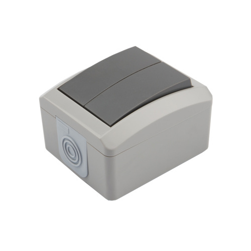 картинка Выключатель двухклавишный INDUSTRIAL IP54, о/у,  серый KRANZ от магазина Сантехстрой